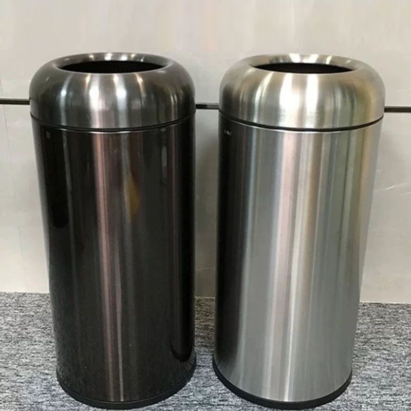 Hong Kong-Style Bullet-Shaped Large-Capacity Commercial Corridor Restroom Elevator Entrance Direct-Discharge 50L Round Stainless Steel Trash Can Hong Kong-Style Bullet-Shaped Large-Capacity Commercial Corridor Restroom Elevator Entrance Direct-Discharge 50L Round Stainless Steel Trash Can