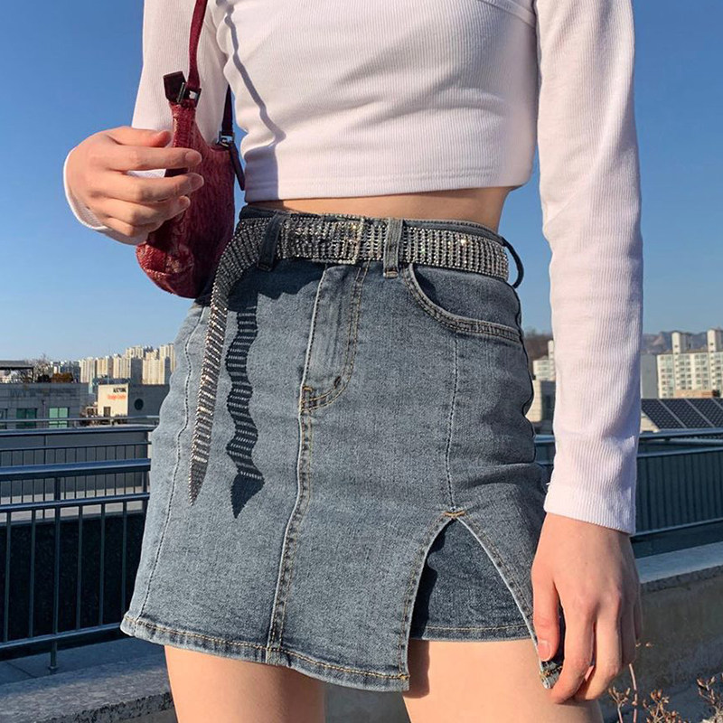 H Home America High Street Beauties Premier League A careful machine open fork bag gluteal half body jeans skirt women washed high waist short skirts