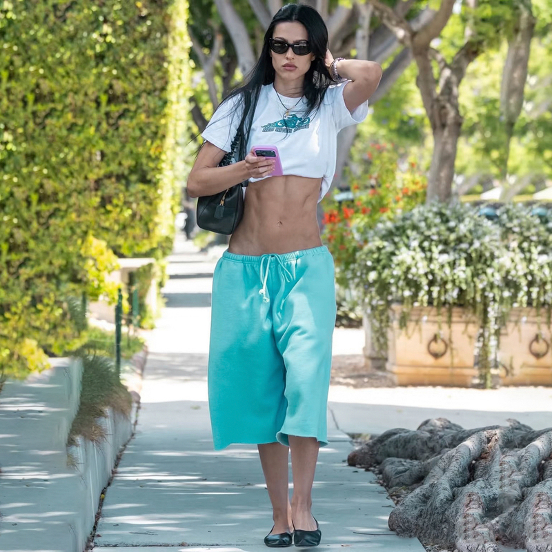 H Brand European and American Women's Clothing Street Style ins Low-Waist Tie Blue-Green Mid-Length Pants Women's Sports Casual Loose Cropped Pants H Brand European and American Women's Clothing Street Style ins Low-Waist Tie Blue-Green Mid-Length Pants Women's Sports Casual Loose Cropped Pants