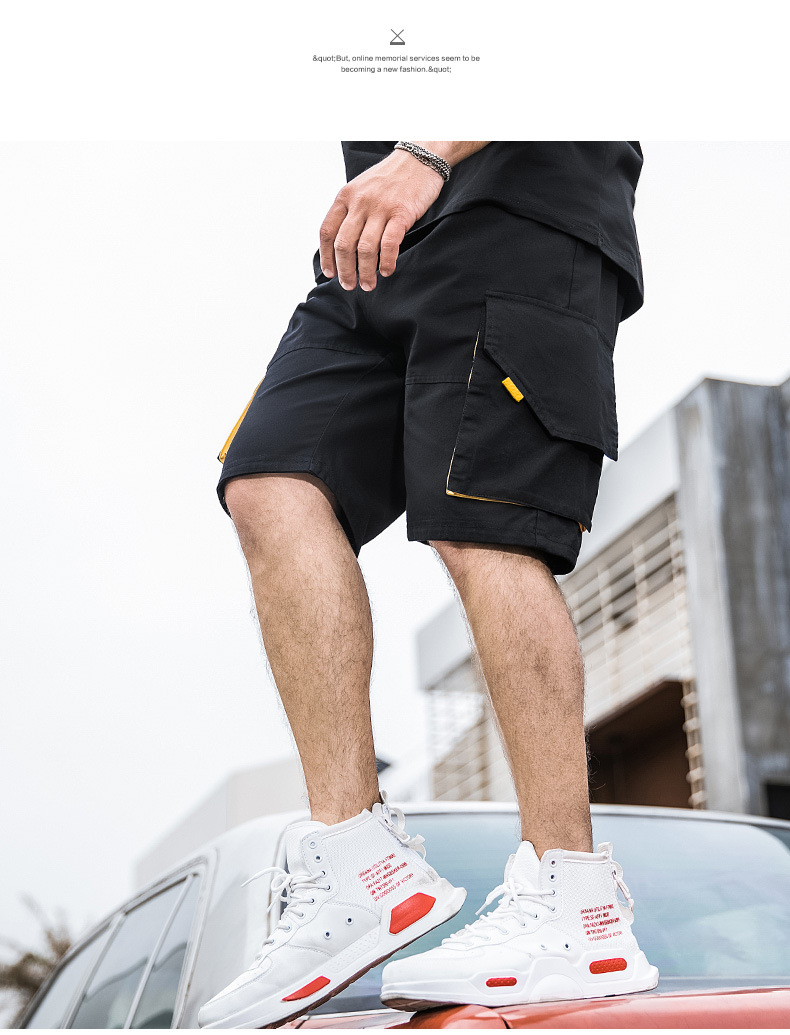 Tide thương hiệu tăng cộng với người đàn ông béo màu rắn quần short mùa hè lỏng lẻo dụng cụ một nửa quần thường năm điểm quần - Quần short quần nam ống rộng