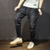 Quần jeans nam mùa thu rộng kích thước quần xu hướng trẻ trung retro chất béo cộng với quần Harlan béo - Quần jean Quần jean