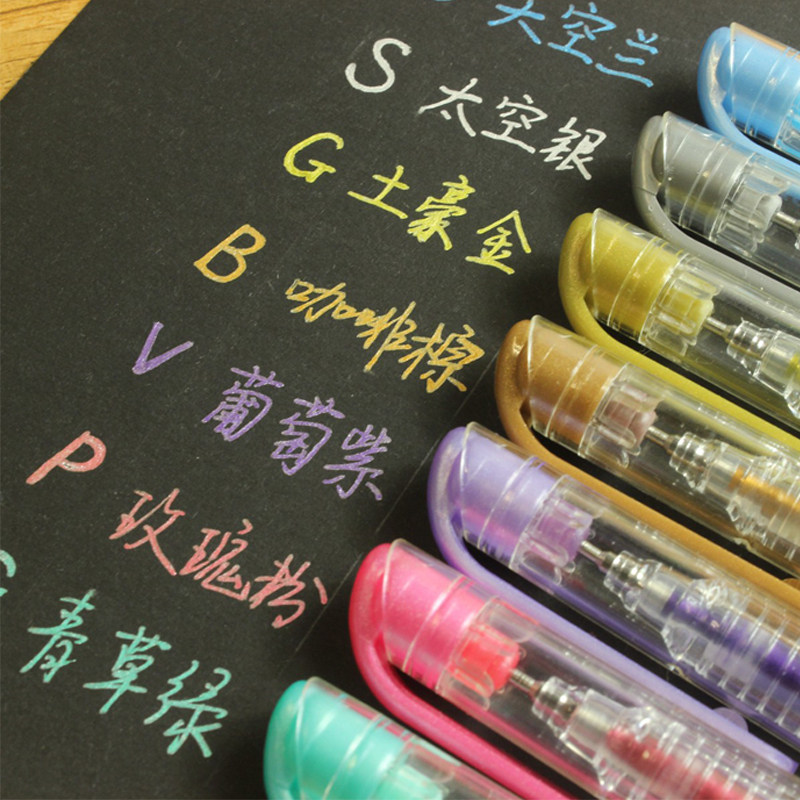 South Korea donga East Asia 0 7mm Colour medium pen WHETEE DIY phase book greeting card graffiti paintbrush Water powder sparkling pen Pearls Pen Hand Ledger Painting CALLIGRAPHY METEL Metal color d