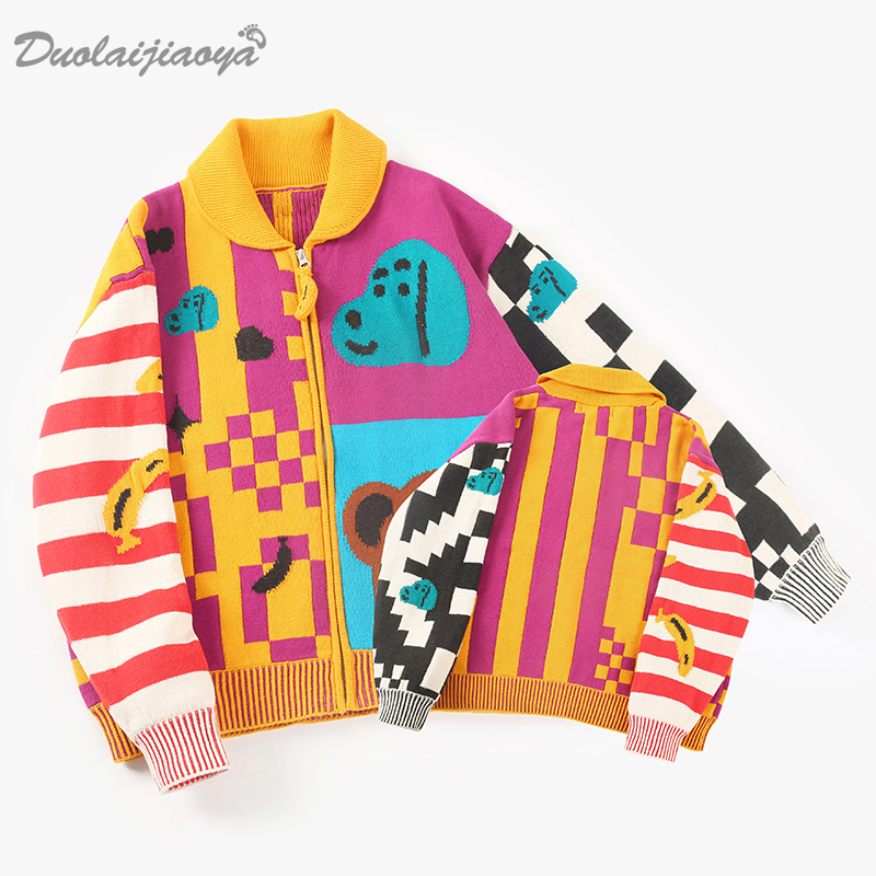 Spring paternity knitting sweater wearing sweater in the new tide sweater cartoon paternity - child sweater in 2023