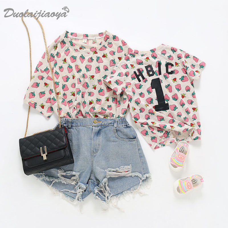 Online Red pro-dress 2022 new wave Mother's dress Summer clothes New Broken Flowers Parenting T-shirt Loose in the Home Dress Foreign Pie