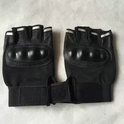 Men's Tactical Gloves Half Finger Leather Fighting Half Black Classic Summer Outdoor Sports Non-slip Finger Gloves