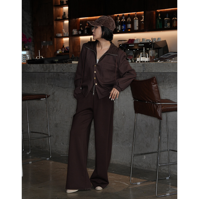 Sister Dan [London Street Photography] Retro Luke Style Fake Two-Piece Sweatshirt and Pants Set Autumn and Winter Casual Two-Piece Set