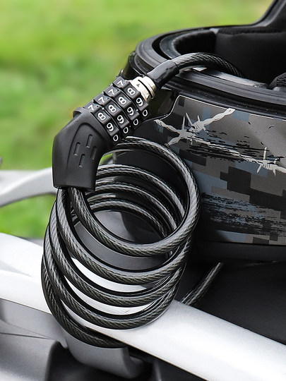 Candado de código para casco de motocicleta, candado de alambre engrosado, aleación de acero, vehículo eléctrico, resorte de bicicleta, candado de cable telescópico