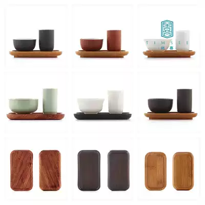 Tea art teaching Oolong tea Ceramic purple sand fragrant cup set Kung Fu tea set Tea cup holder Bamboo and wood tea cup mat