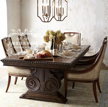 American country solid wood carved table retro log oak table modern restaurant rectangular dining table can be customized