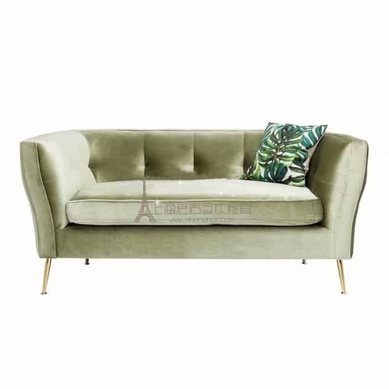 Brief Modern Suede Burra Button Trio Casual Couch Stainless Steel Sofa Sample House Display Center Clubhouse Photo Gallery Reception Sofa