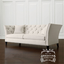 American hotel clubhouse Chinese fabric pull buckle sofa chair living room Nordic soft bag single three person sofa furniture