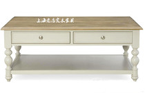 American solid wood big foot coffee table Simple retro old ivory white coffee table Living room furniture can be customized