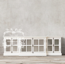 Simple modern fashion solid wood carved TV cabinet neoclassical living room retro old locker whole side cabinet