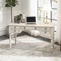Simple modern fashion log computer table neoclassical retro old home study desk carved desk
