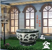 Stone flowerpot fine fish tank courtyard flowerpot stone carving flowing water basin garden sculpture blue stone flowerpot indoor and outdoor stone basin