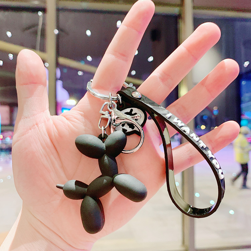 Light Blue & Balloon Dog - Blacka bag Doll Key buckle Pendant female lovers lovely ins originality Ring Internet celebrity automobile Key chain Small Pendant