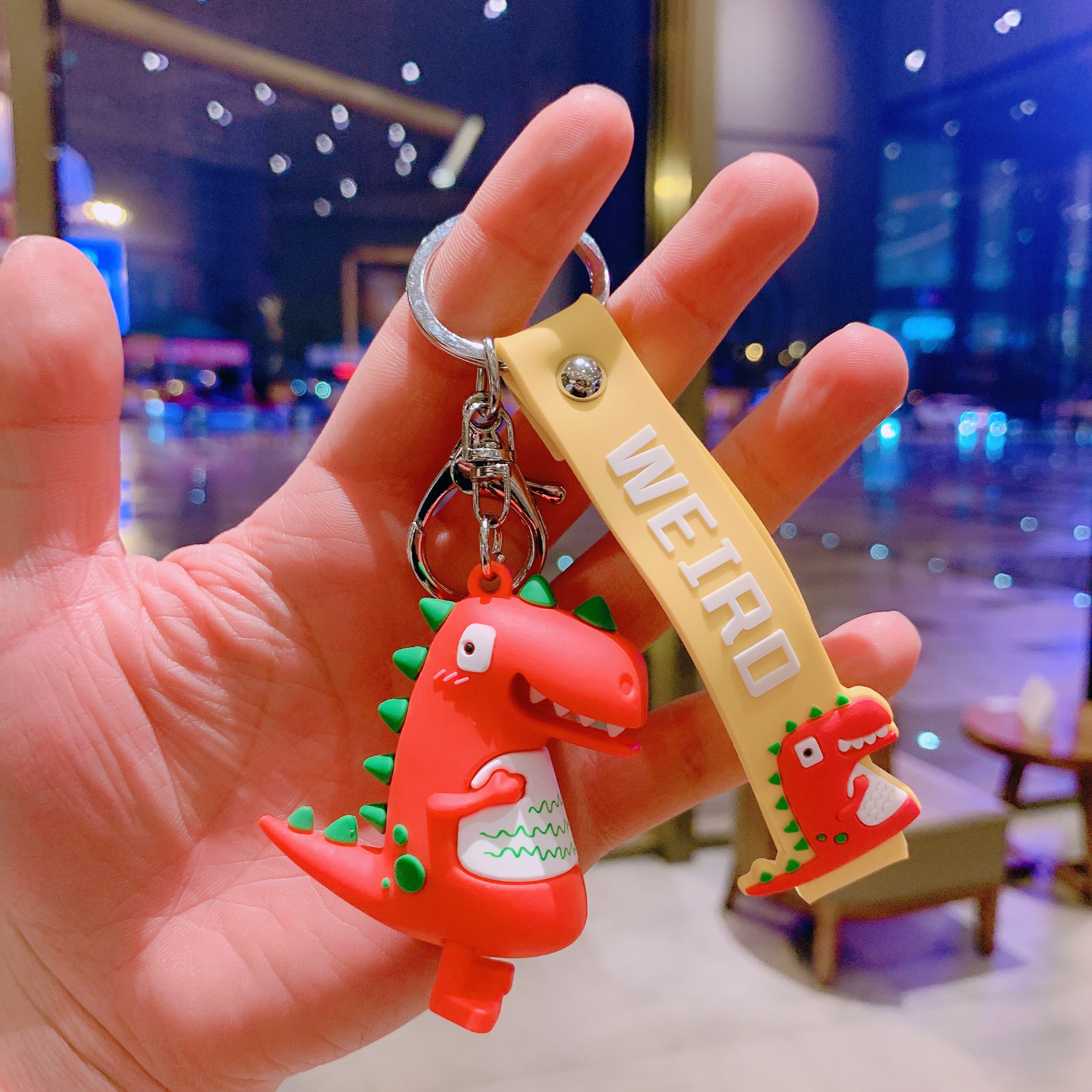 Red Dinosaur + Yellow Dragon Ropea bag Doll Key buckle Pendant female lovers lovely ins originality Ring Internet celebrity automobile Key chain Small Pendant
