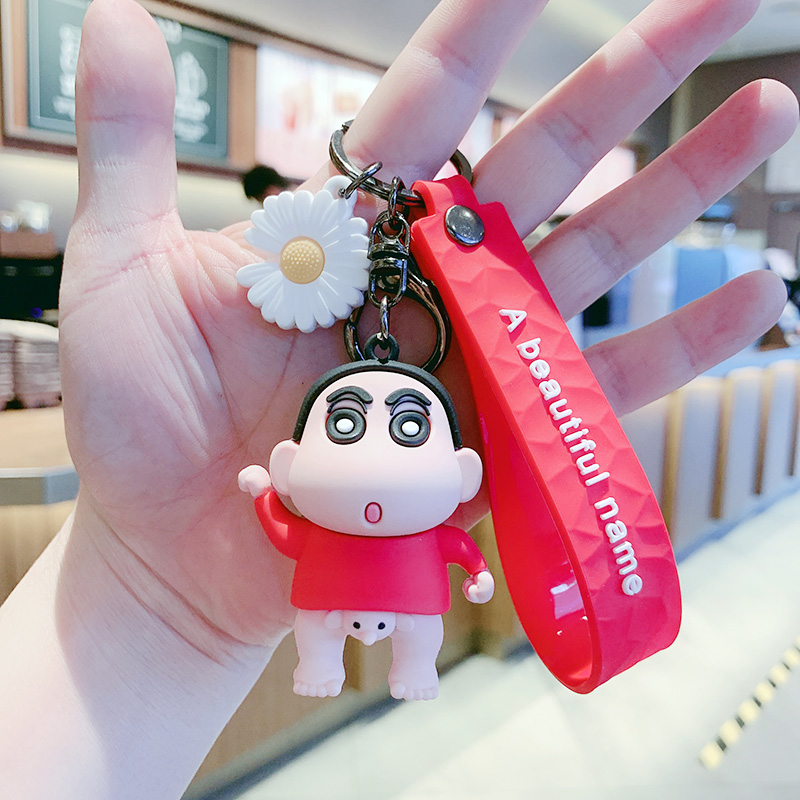 Dark Grey & Red Crayon Xiaoxina bag Doll Key buckle Pendant female lovers lovely ins originality Ring Internet celebrity automobile Key chain Small Pendant