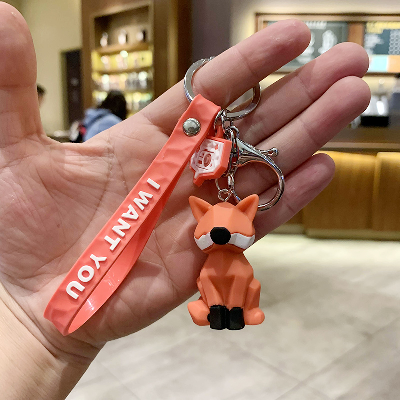 Light Green & Section Red Foxa bag Doll Key buckle Pendant female lovers lovely ins originality Ring Internet celebrity automobile Key chain Small Pendant