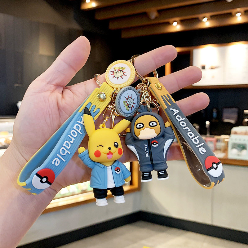 Pikachu doll car lovers cartoon delicate cute bag pendant paparazzi bag hanging accessories chain ring key buckle