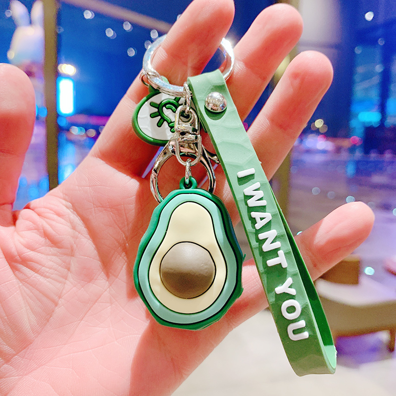 Fluorescent Yellow & Cut Avocadoa bag Doll Key buckle Pendant female lovers lovely ins originality Ring Internet celebrity automobile Key chain Small Pendant