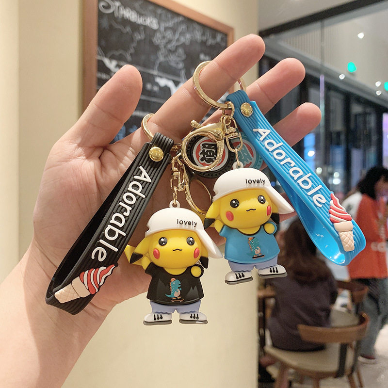 Pikachu drop glue key buckle pendant creative cartoon couple car key chain cute paparazzi hanging decoration small gift