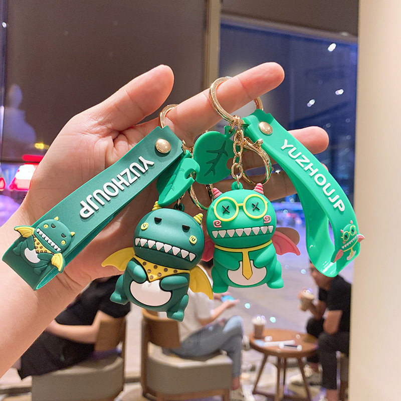 Small Dinosaur Couple Paparazzi Key Buckle Cartoon Cute Car Key Chain Wrap Bag Hang Accessories Customised Creative Gift