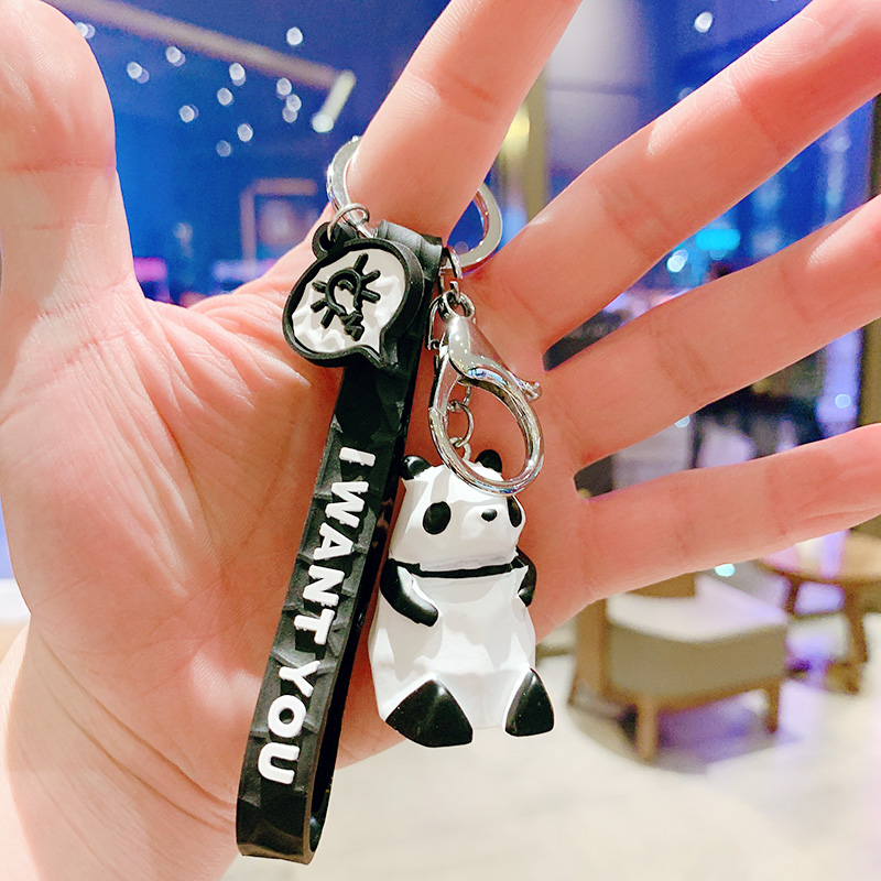 Khaki & Section Pandaa bag Doll Key buckle Pendant female lovers lovely ins originality Ring Internet celebrity automobile Key chain Small Pendant
