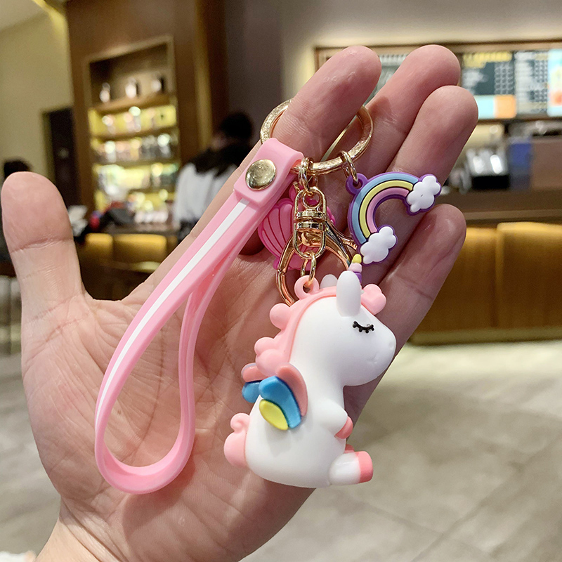 Black & White Unicorna bag Doll Key buckle Pendant female lovers lovely ins originality Ring Internet celebrity automobile Key chain Small Pendant