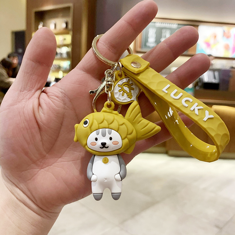 Dark Brown & Fish Head - Chinchillaa bag Doll Key buckle Pendant female lovers lovely ins originality Ring Internet celebrity automobile Key chain Small Pendant