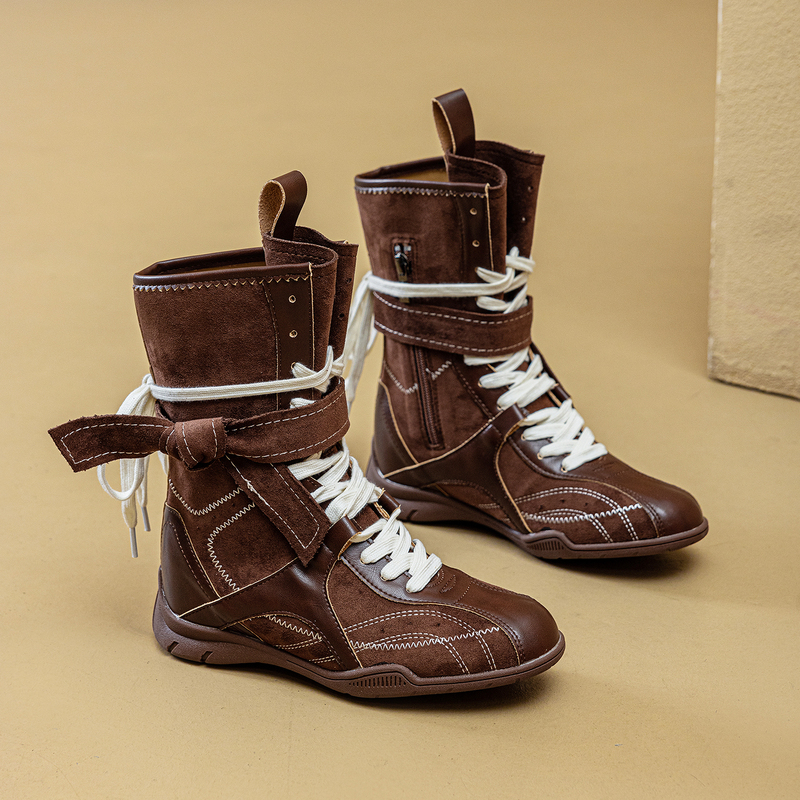 Martin Boots for Women 2026 Autumn New Popular Style with Hidden Height Increase, Western Riding Boots, Versatile British Style Retro Boxing Boots