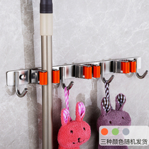304 stainless steel row hook thickened nail-free punch mop clip Card type home improvement bathroom balcony with clip hook