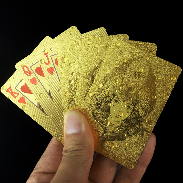 Gold plastic poker creative gold foil poker collection poker cheap approval