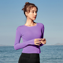 Spring and summer style Fitness Suit Women Long Sleeves Sports slim Running speed Dry T-shirt Tight Fit Net Red Yoga Jacket Short