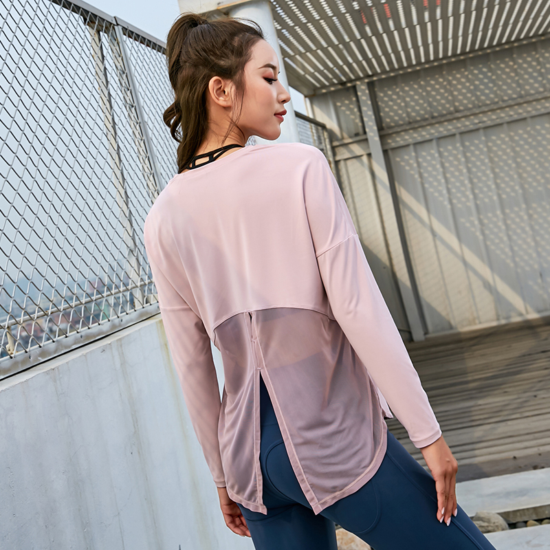 Spring Summer Yoga Clothes Sexy Women's Tennis Gym Fitness Blouse Outdoor Leisure Sports T-shirt Exercise Morning Running Long Sleeve Loose