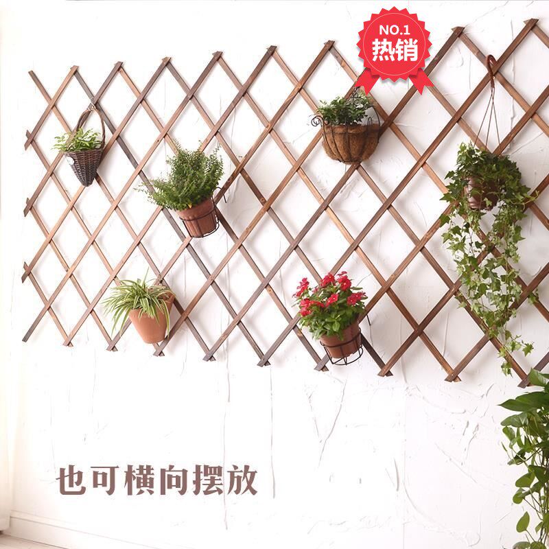 Climbing wall diamond-shaped lattice flower rack grid balcony wall hanging decorative wall grid hanging wall anti-corrosion wooden frame