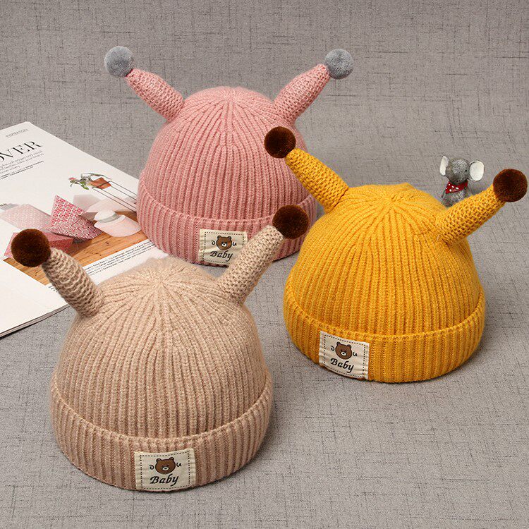 Baby hat autumn winter baby hat 6-12 month warm male and female child 1-2 years old winter hair line newborn cap 3
