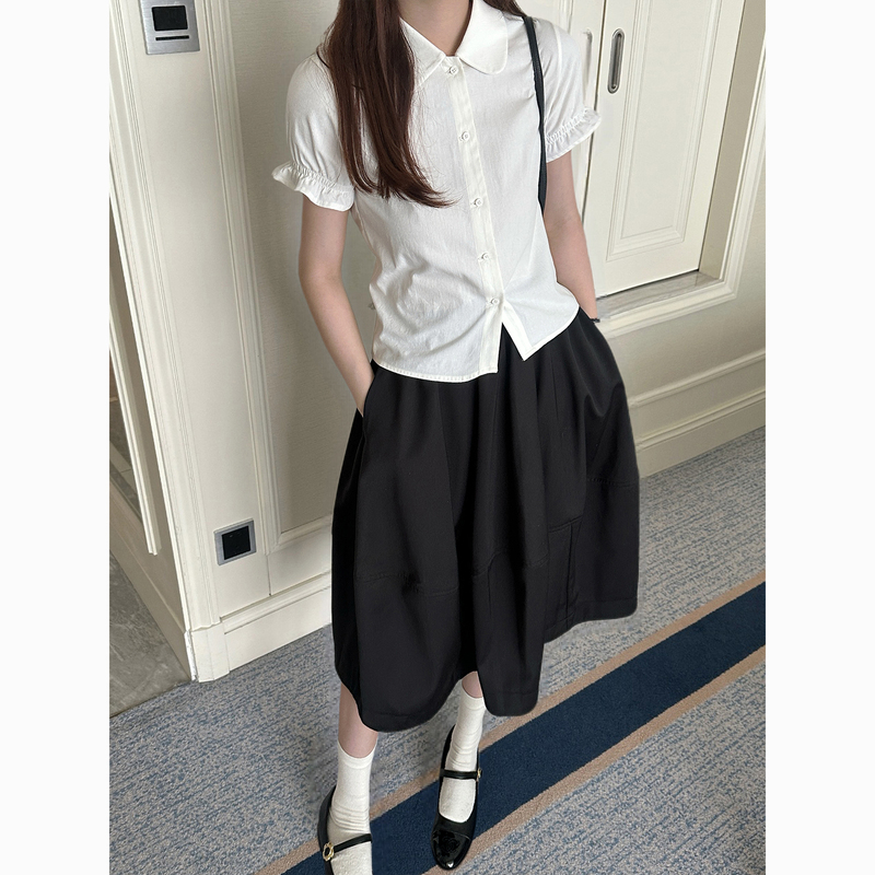 Richnini's New Spring/Summer Style, Loose-Fitting, Casual, and Comfortable Black Long Dress with a Cinched Waist