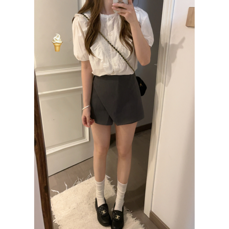 Richnini Greasy Literary Girl Puff Sleeve Lace White Shirt New Style Richnini Greasy Literary Girl Puff Sleeve Lace White Shirt New Style