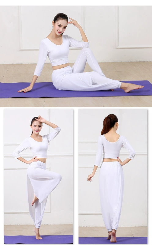 giày khiêu vũ sagadance Bộ đồ tập yoga cổ tròn chữ H mới Quần áo biểu diễn Quần áo tập yoga lưới cotton modal màu trắng có thể được tùy chỉnh với logo trang phục khiêu vũ bắt mắt