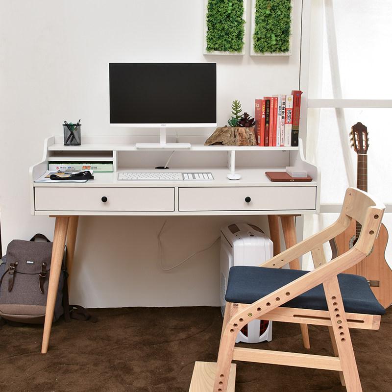 Nordic solid wood leg desk Student simple modern small apartment desk Home computer desk with drawer Computer desk
