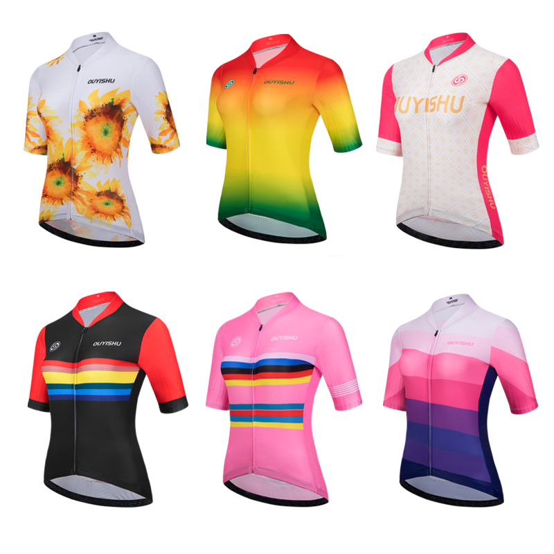 OUYISHU new cycling clothing short-sleeved top women's slim spring and summer mountaineering cycling shorts breathable and quick-drying