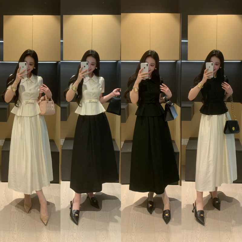 Xinyi [Hepburn Evening Banquet] Tencel Mulberry Silk Suit + Skirt Set for Women, Slightly Chubby, Waist-Slimming, Two-Piece Set