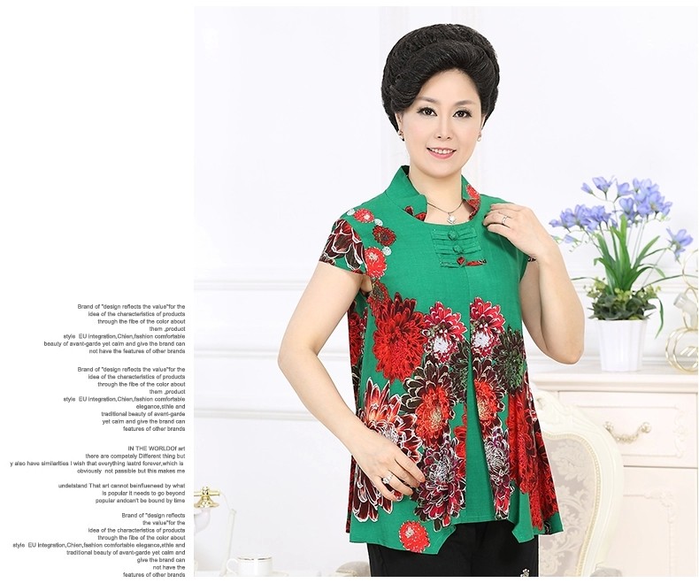 Phụ nữ trung niên mùa hè của phù hợp với 40-50 tuổi mới bông và vải lanh hai mảnh gió quốc gia kích thước lớn trung niên mẹ quần áo cho mẹ