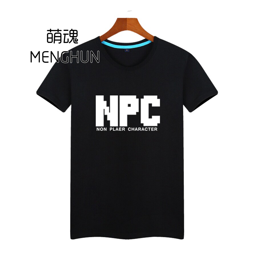 8-bit font NPC printed personality fashion trendy pure cotton short sleeve T-shirt AC943