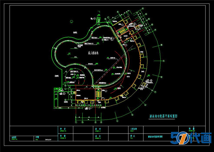 T262游泳池CAD施工图纸室内恒温成人儿童标准水池游泳馆设...-3