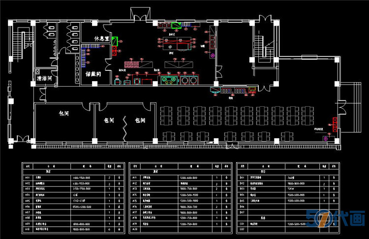 T224餐厅厨房商用设备平面布置图酒店食堂后厨设计CAD施工...-2