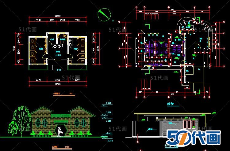 T1893公共厕所卫生间建筑施工CAD图纸SU模型平面方案结构设...-7