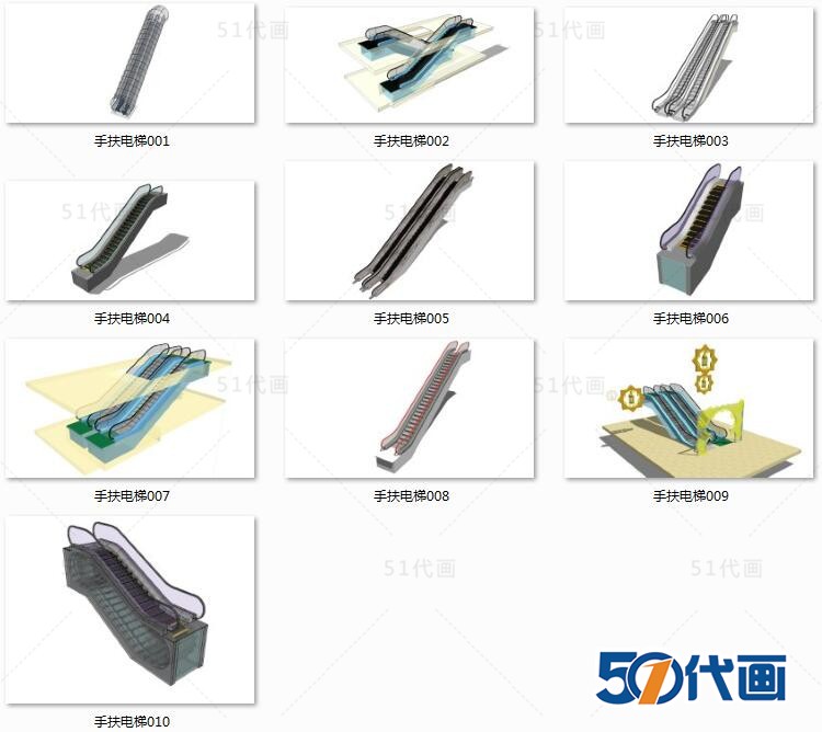 T576旋转楼梯SU模型合集扶手螺旋楼梯中式欧式现代电梯扶...-18