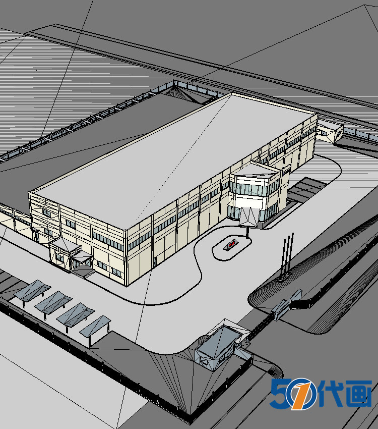 工业园厂房CAD图纸SU模型配套文件产业园厂区办公楼工厂设...-5
